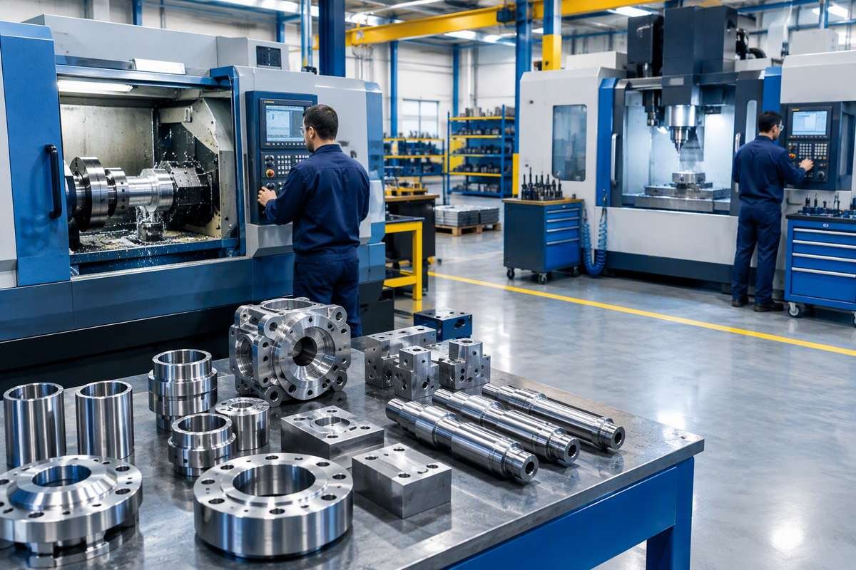 Taller industrial con centros de mecanizado CNC